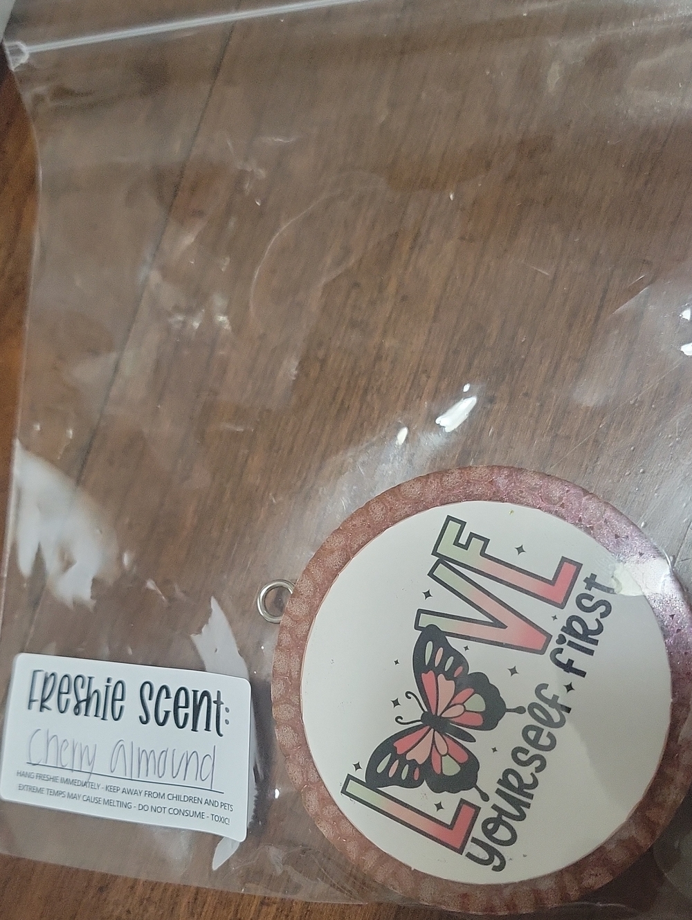 Handmade air freshies "love yourself first" cherry almond scent